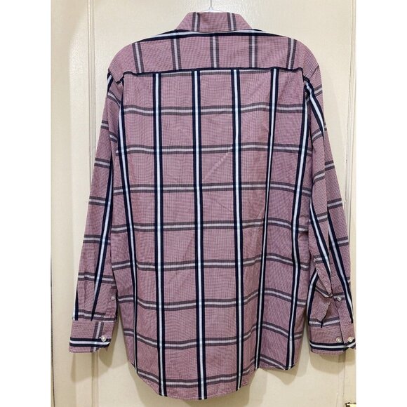 TailorByrd Collection Shirt Mens L Button Gingham Red Plaid Contrast Flip Cuff - Picture 6 of 8